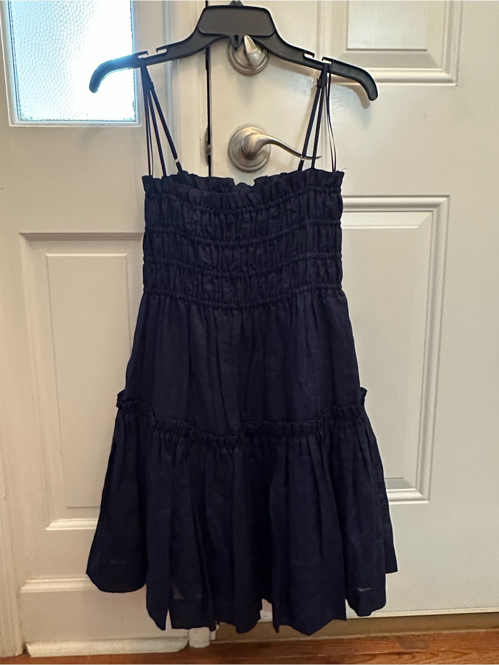 NWT A Loves A Navy Cinched Tiered Mini Dress women’s size medium